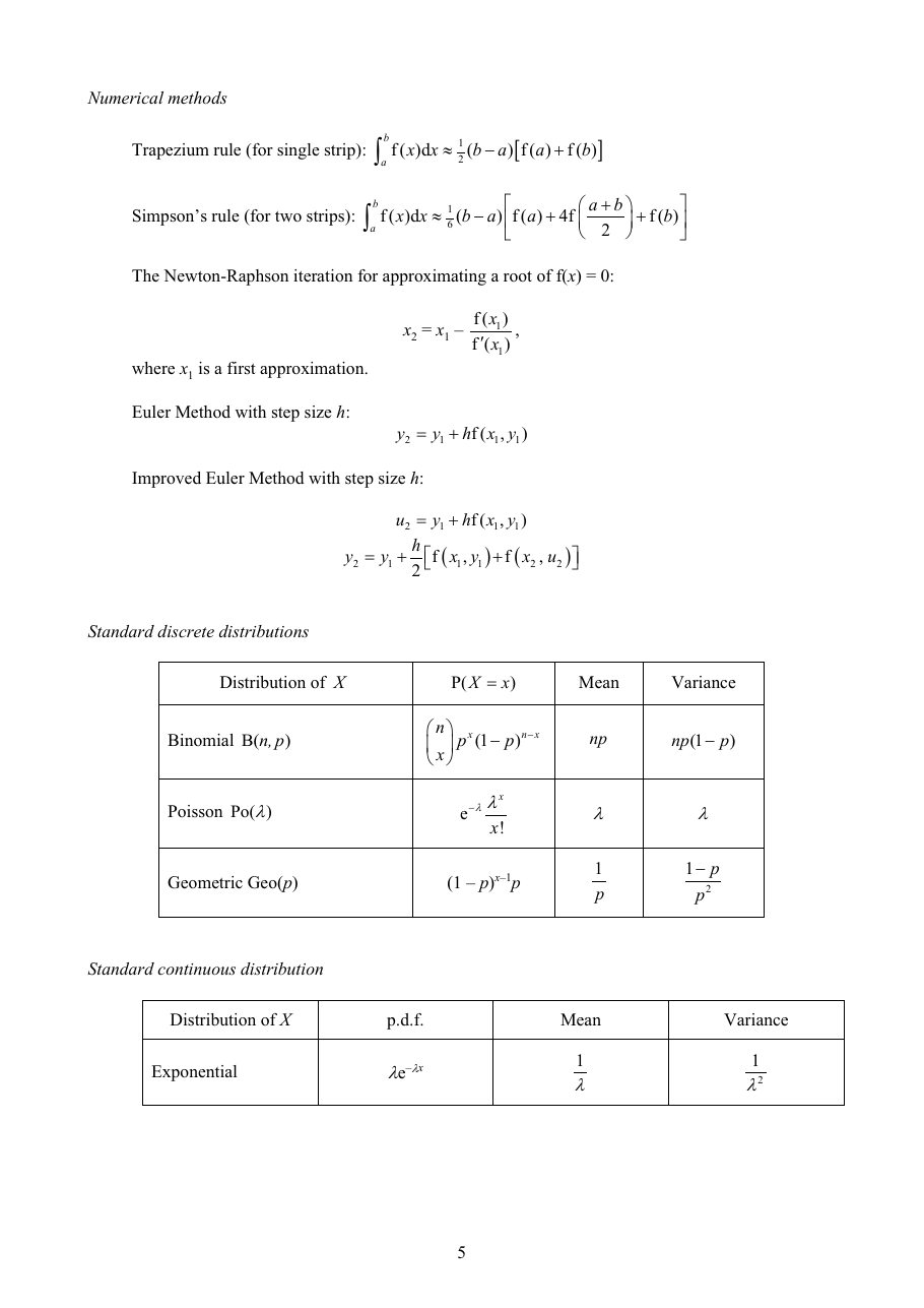 MF27 page 5 showing numerical methods and standard distributions